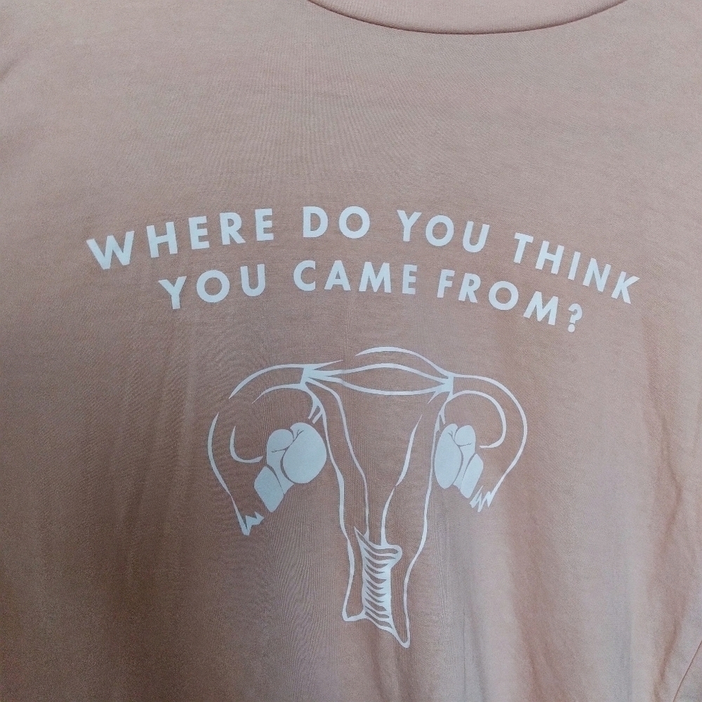 The Outrage Pink & White Feminist Pro Choice Uterus Flowy Graphic Tee Small - Picture 2 of 6